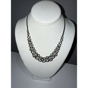 Sterling Silver &‎ Marcasite Lace Design Necklace 18"